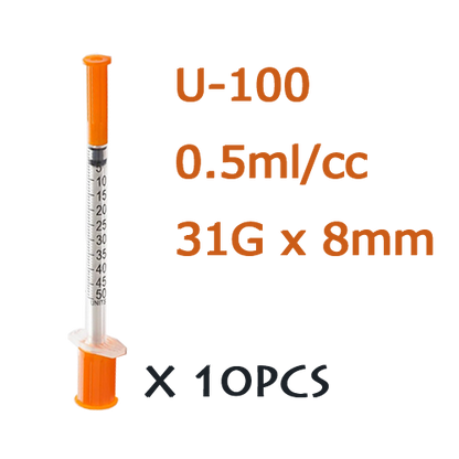 [CE] Insulin Syringe, Botox Syringe U100 31G 8mm (10pcs)